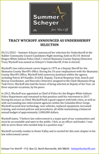 Tracy Wyckoff Announced as Undersheriff Selection